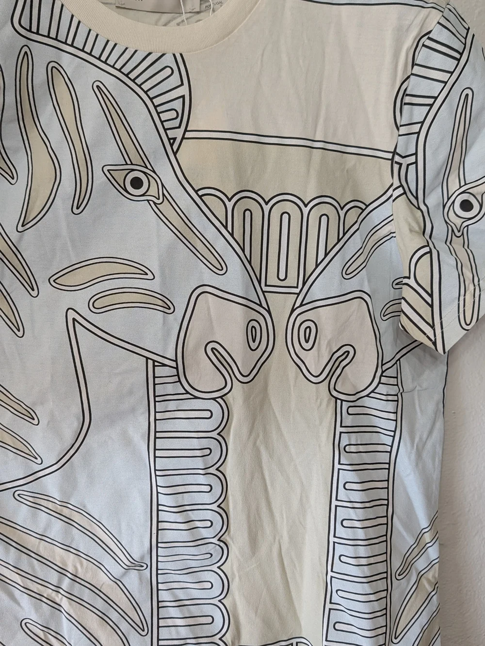 Tory Burch Cream and Black Short-Sleeve Zebra Outline Tee